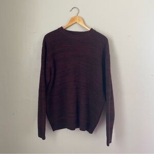 Vtg. Red Black Knit Oversized Hipster Indie Grandpa Sweater Size Large